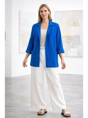 vintage 80s SAMUEL ROBERT jacket blazer ultra suede blue 18 faux suede relaxed